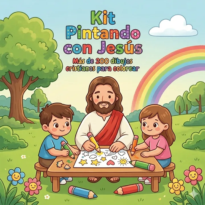Kit Pintando con Jesús — Mockup completo
